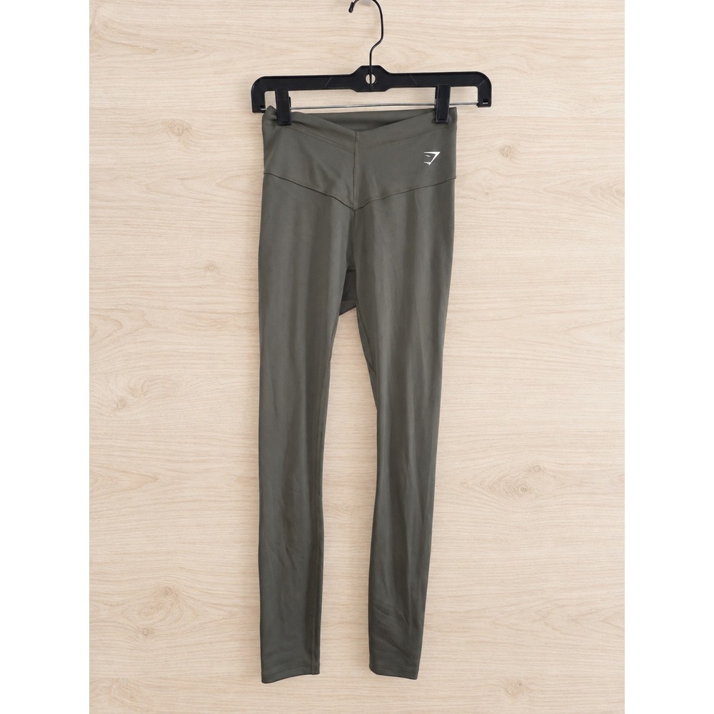 Gymshark Womens XS Olive Green V-Waist High Rise Athletic Leggings B7A7L